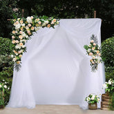 Lofaris Wavy White Tulle Backdrop Curtain Wedding Arch Drapes 5Ft X 7Ft